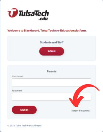 TulsaTech Blackboard Recover Password
